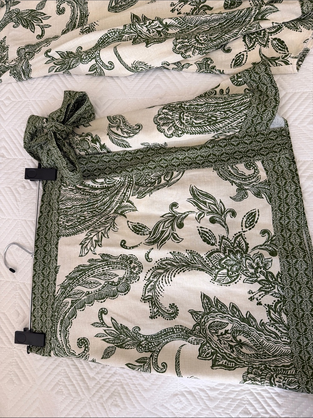 Zara Cream and Green Paisley Skirt Set